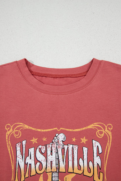 Mineral Red Nashville Music City Graphic Retro Fashion Tee