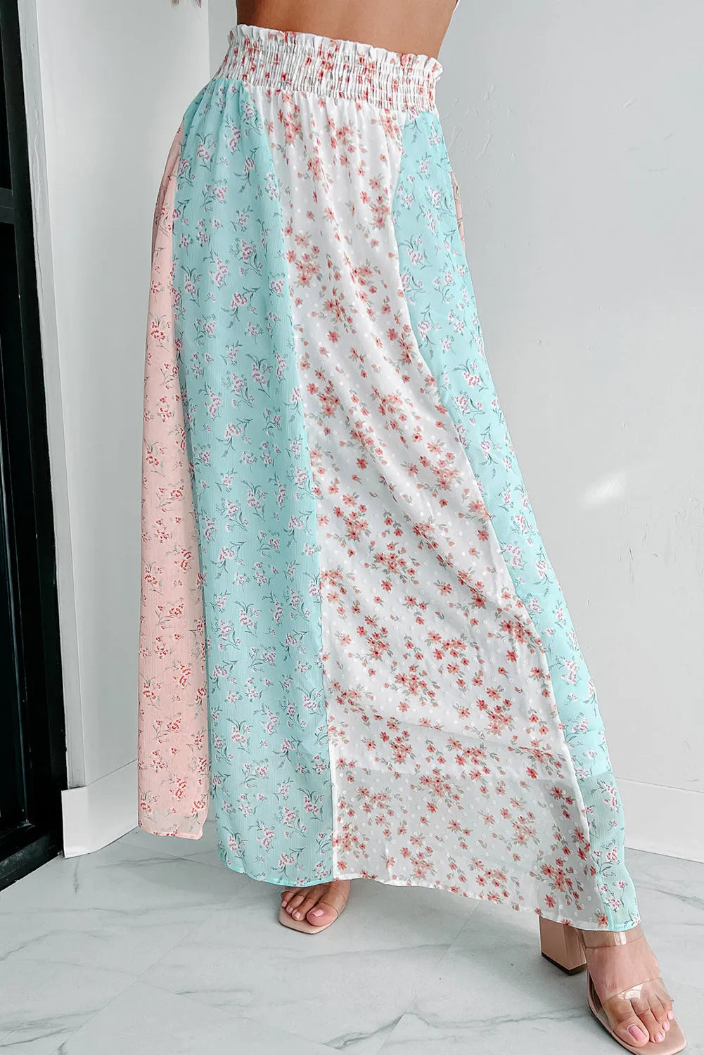 White Multi Floral Print Maxi Skirt - Chic Meadow Boutique 