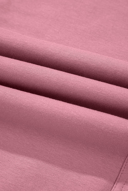 Light Pink Lace-up Elastic Waist Sleeveless Square Neck Jumpsuit