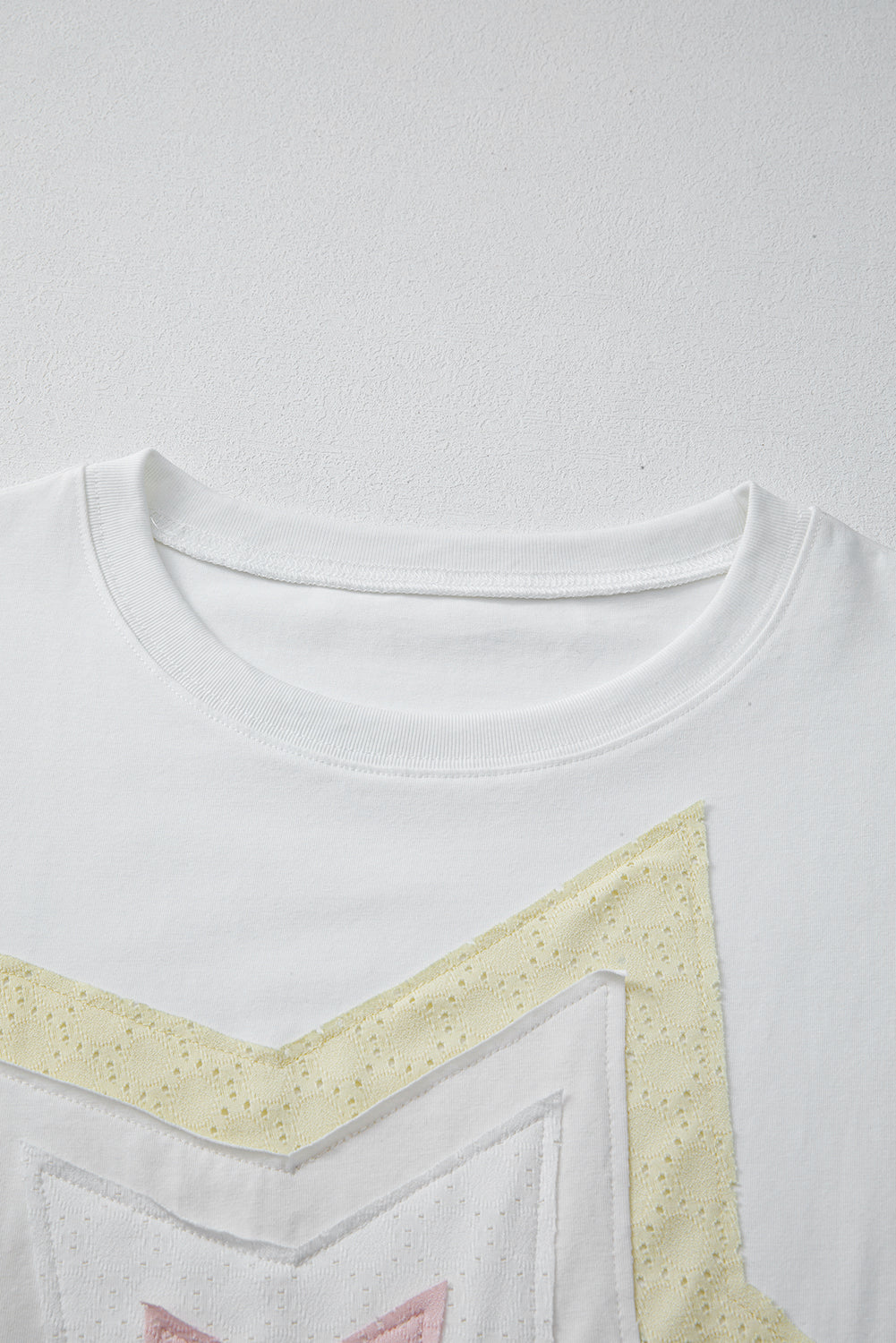 White Star Layered Patched Graphic Drop Shoulder Half Sleeve Loose Tee