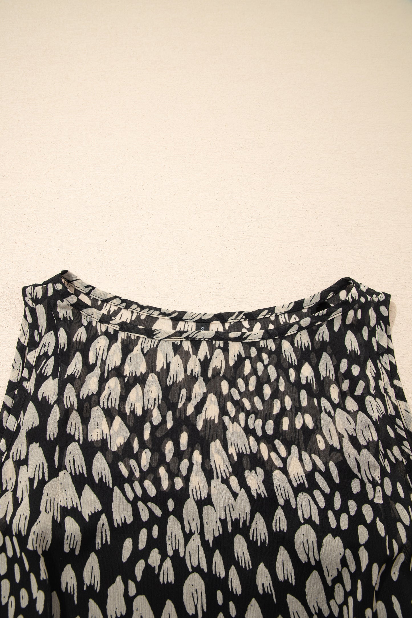 Black Printed Sleeveless Maxi Dress