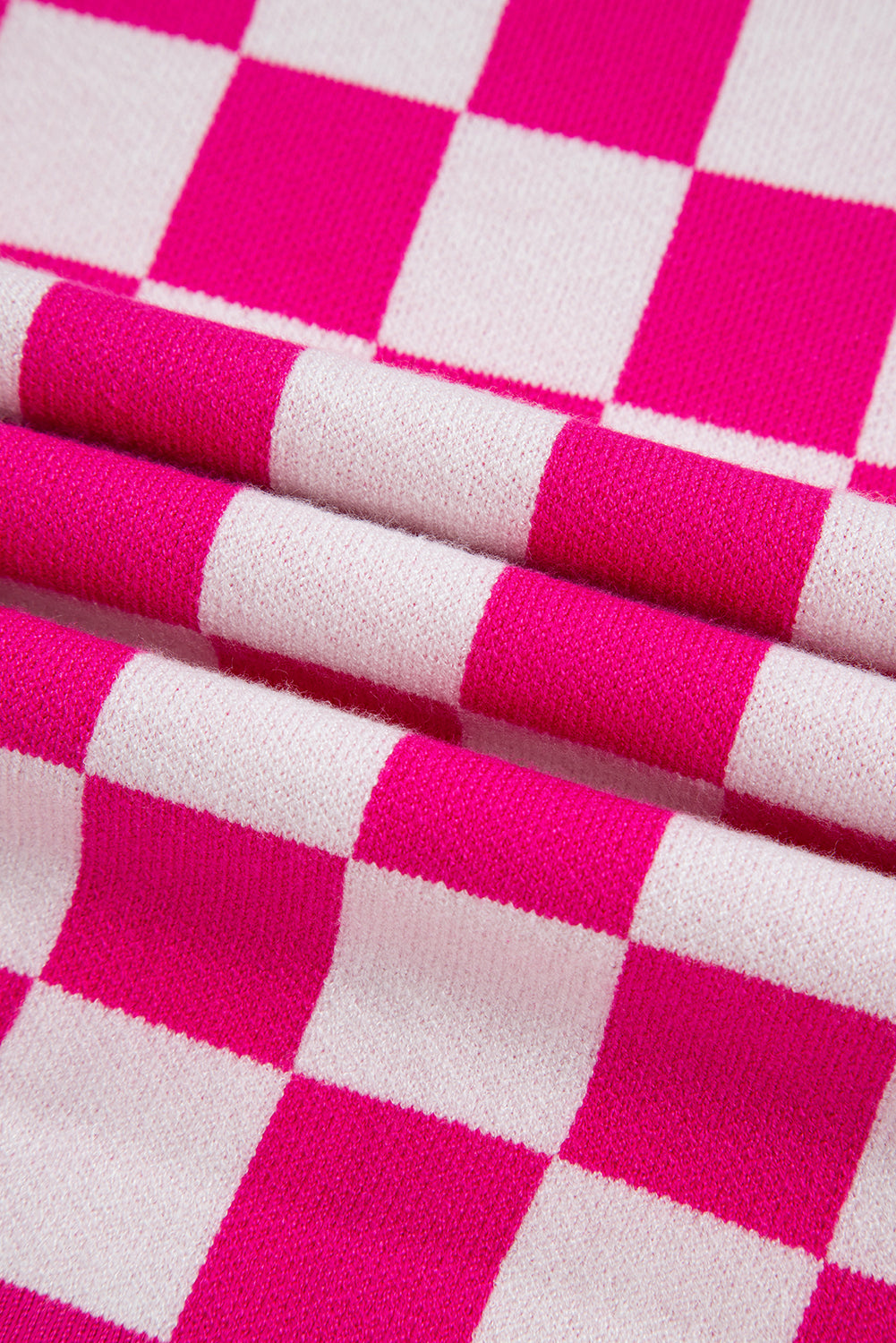 Rose Check Pattern Cap Sleeve Knitted Sweater
