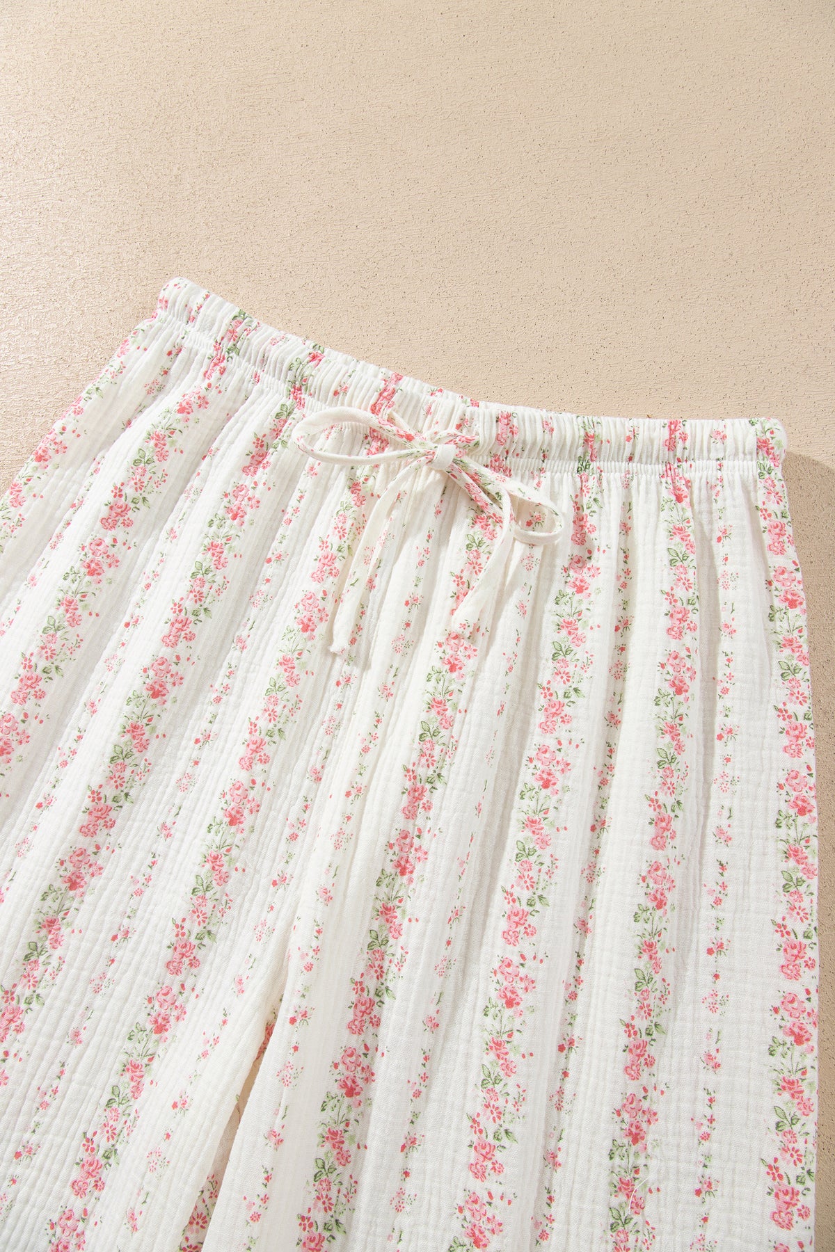 Pink Floral Print Long Sleeve Button Front Shirt Pajama Pant Set