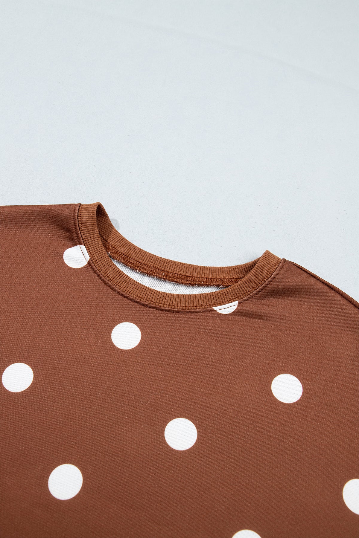 Brown Polka Dot Raw Hem Relaxed Pullover Loose Skort Two Piece Set