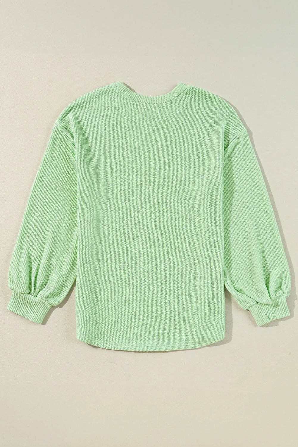 Moonlight Jade Solid Cord Ribbed Drop Shoulder Pullover Top - Chic Meadow Boutique 