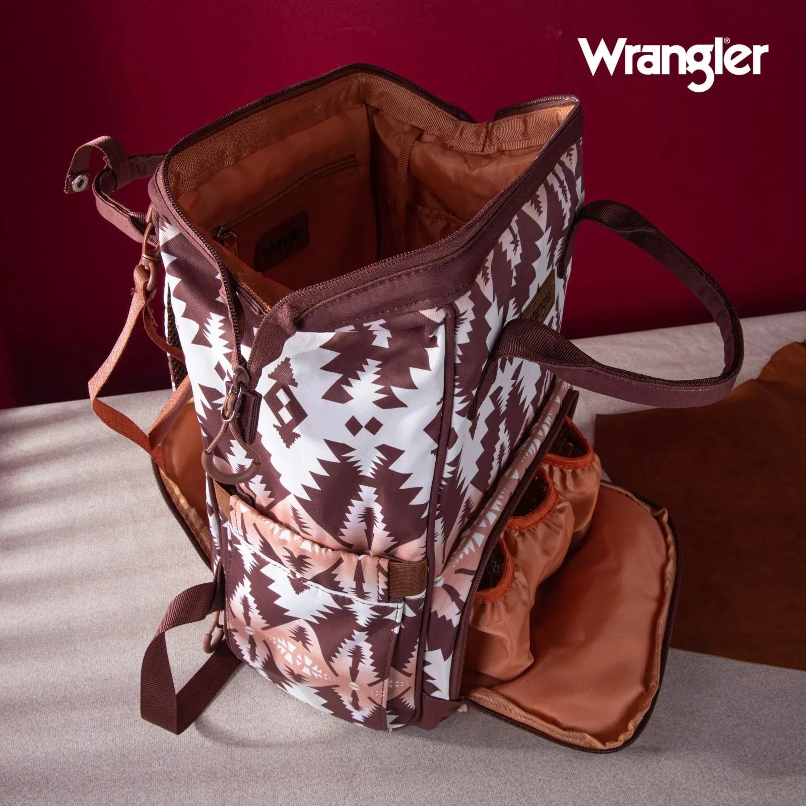 Wrangler Aztec Printed Callie Backpack - Brown - Chic Meadow Boutique 