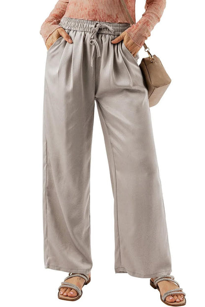 Bottoms/Pants & Culotte Jet Stream Solid Pleated Lace-up High Waist Wide Leg Pants