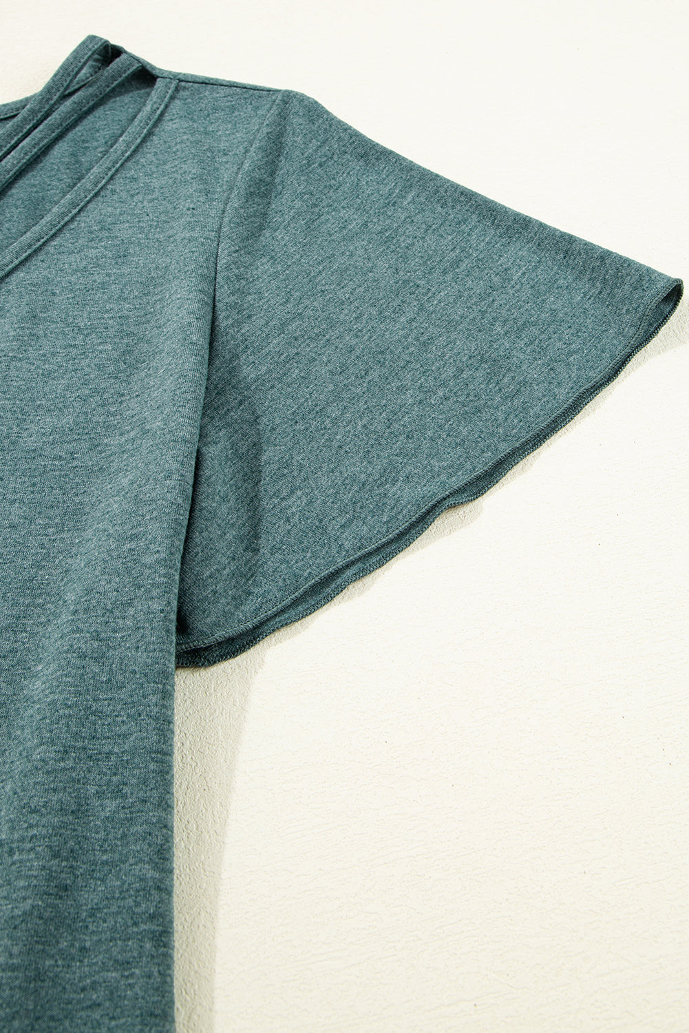 Mist Green Crisscross V Neck Butterfly Sleeve T Shirt