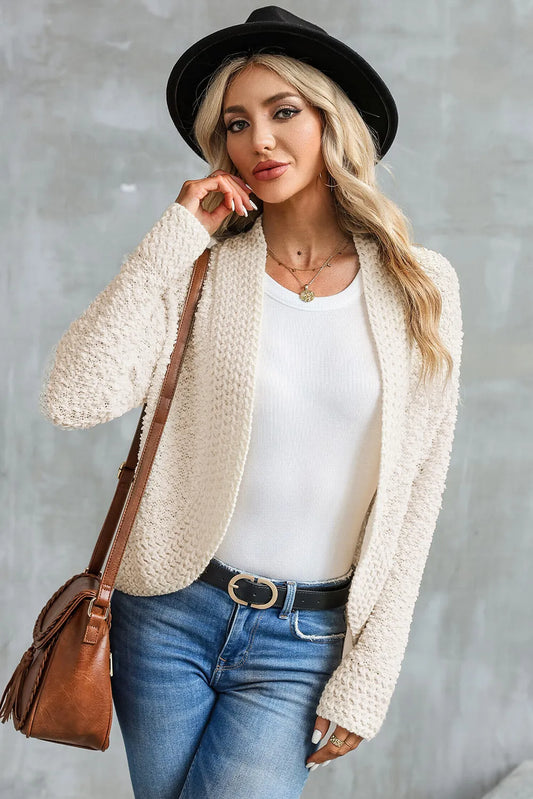 Apricot Popcorn Knit Open Front Cardigan - Chic Meadow Boutique 