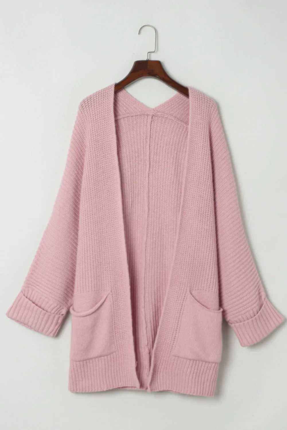 Pink Oversized Fold Over Sleeve Sweater Cardigan - Chic Meadow Boutique 