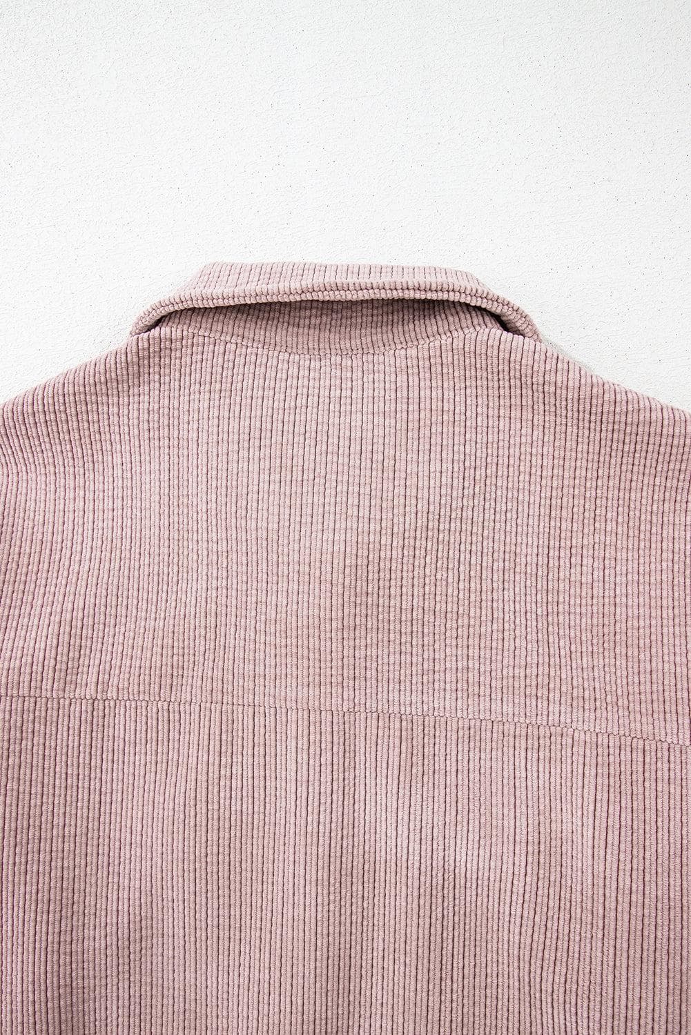 Outerwear/Jackets Light Pink Corduroy Flap Pocket Button Up Shacket