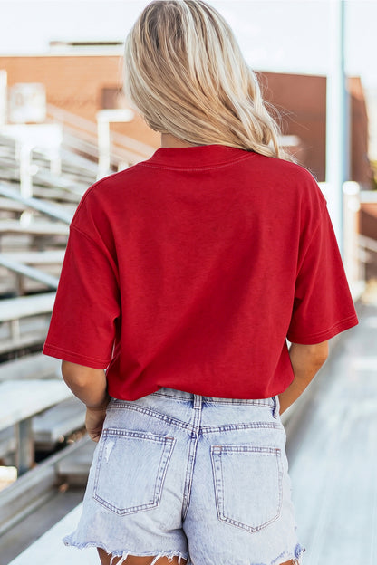 Racing Red Reversible Contrast-Stitched T-Shirt