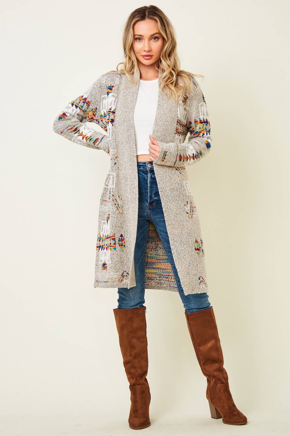 Multi Aztec Print Cardigan - Plus Size