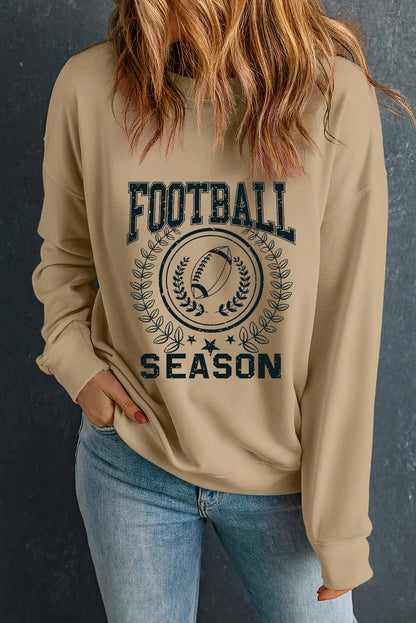 Khaki Rugby FOOTBALL SEASON Graphic Game Day Sweatshirt - Chic Meadow Boutique 