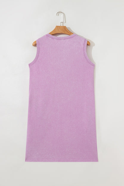 Phalaenopsis Mineral Wash Tank Mini Dress with Pockets