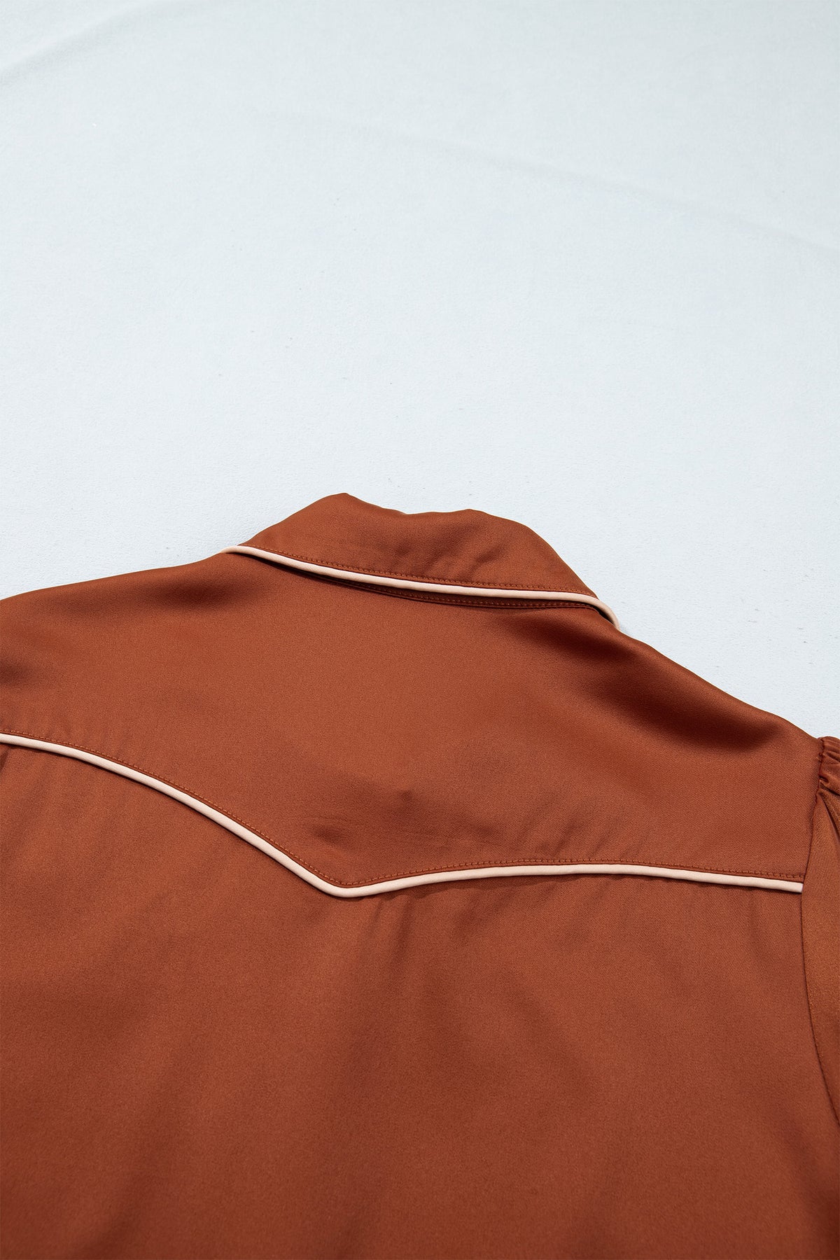 Cinnamon Silky Long Sleeve Button Front Western Fashion Shirt