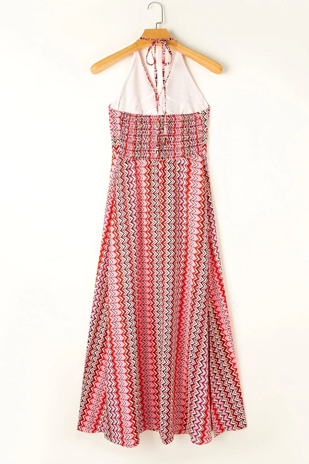 Red Halter Neck Tribal Boho Printed Backless Maxi Dress - Chic Meadow Boutique 