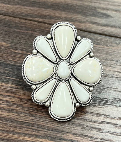 White Turquoise Adjustable Ring