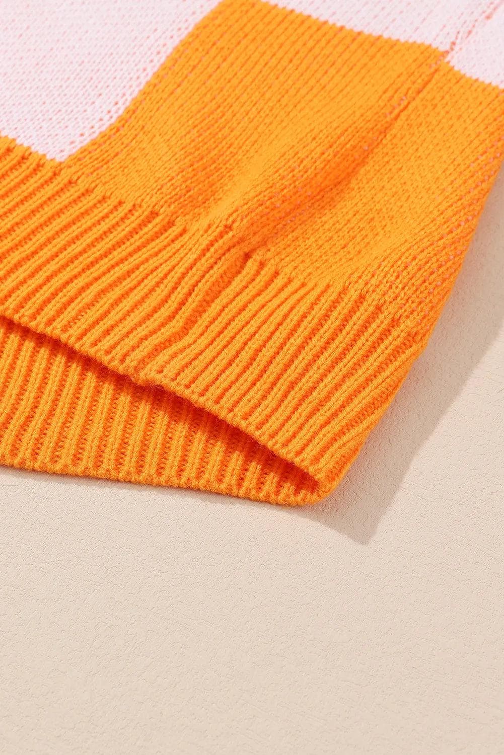 Tops/Sweaters & Cardigans Orange Checkered Bishop Sleeve Sweater