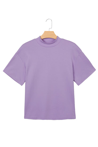 Wisteria Solid Color High Neck Oversize Tee