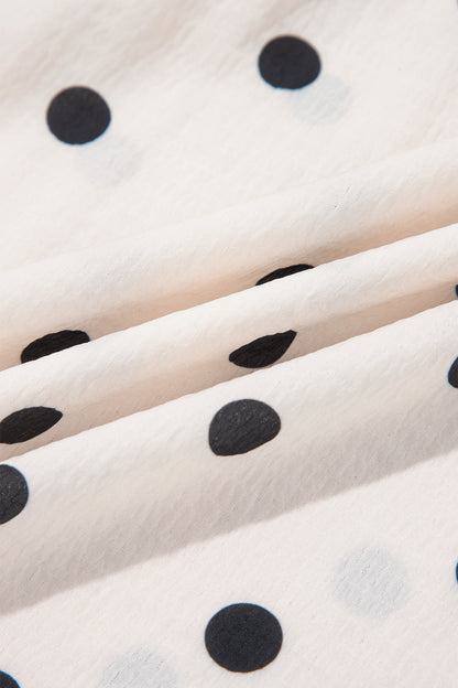 White Polka Dot Ruffled Slit Maxi Skirt