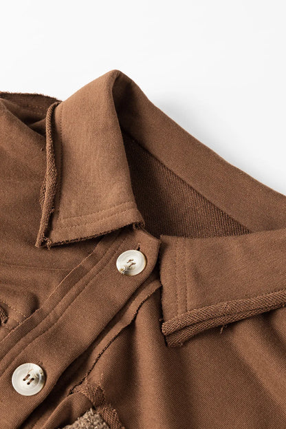 Chestnut Exposed Seam Elbow Patch Oversized Shacket - Chic Meadow Boutique 