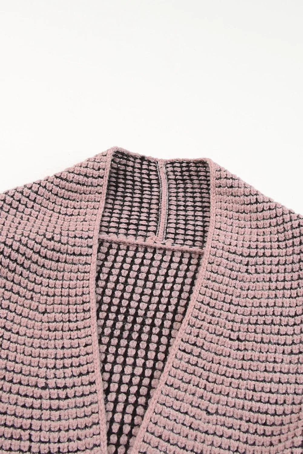 Pink Chunky Waffle Knit Oversized Collar Cardigan - Chic Meadow Boutique 