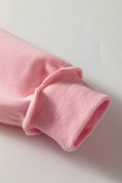 Light Pink Oversize Drop Shoulder Reversible Mock Neck Sweatshirt