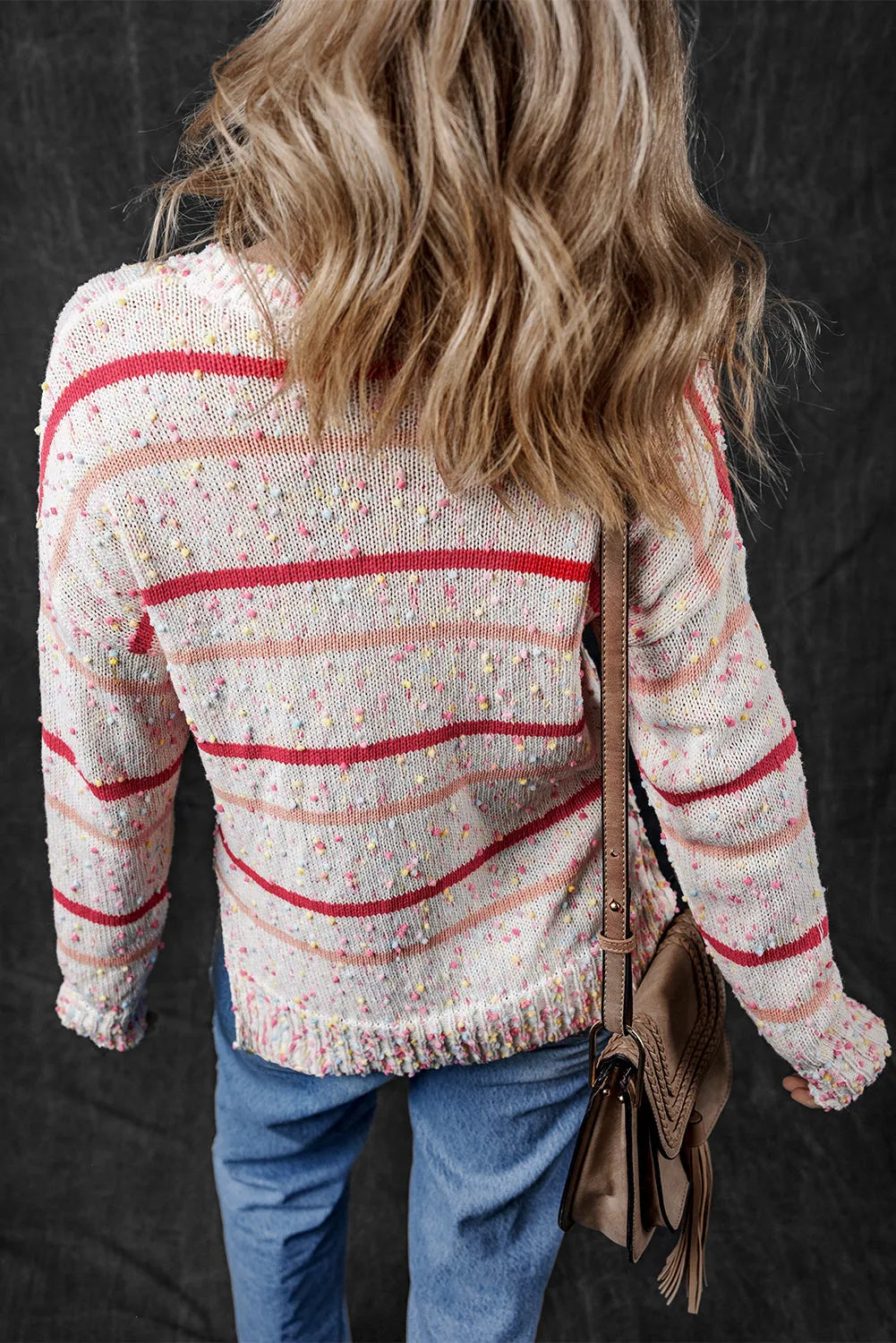 Pink Striped Confetti Knit Sweater - Chic Meadow Boutique 