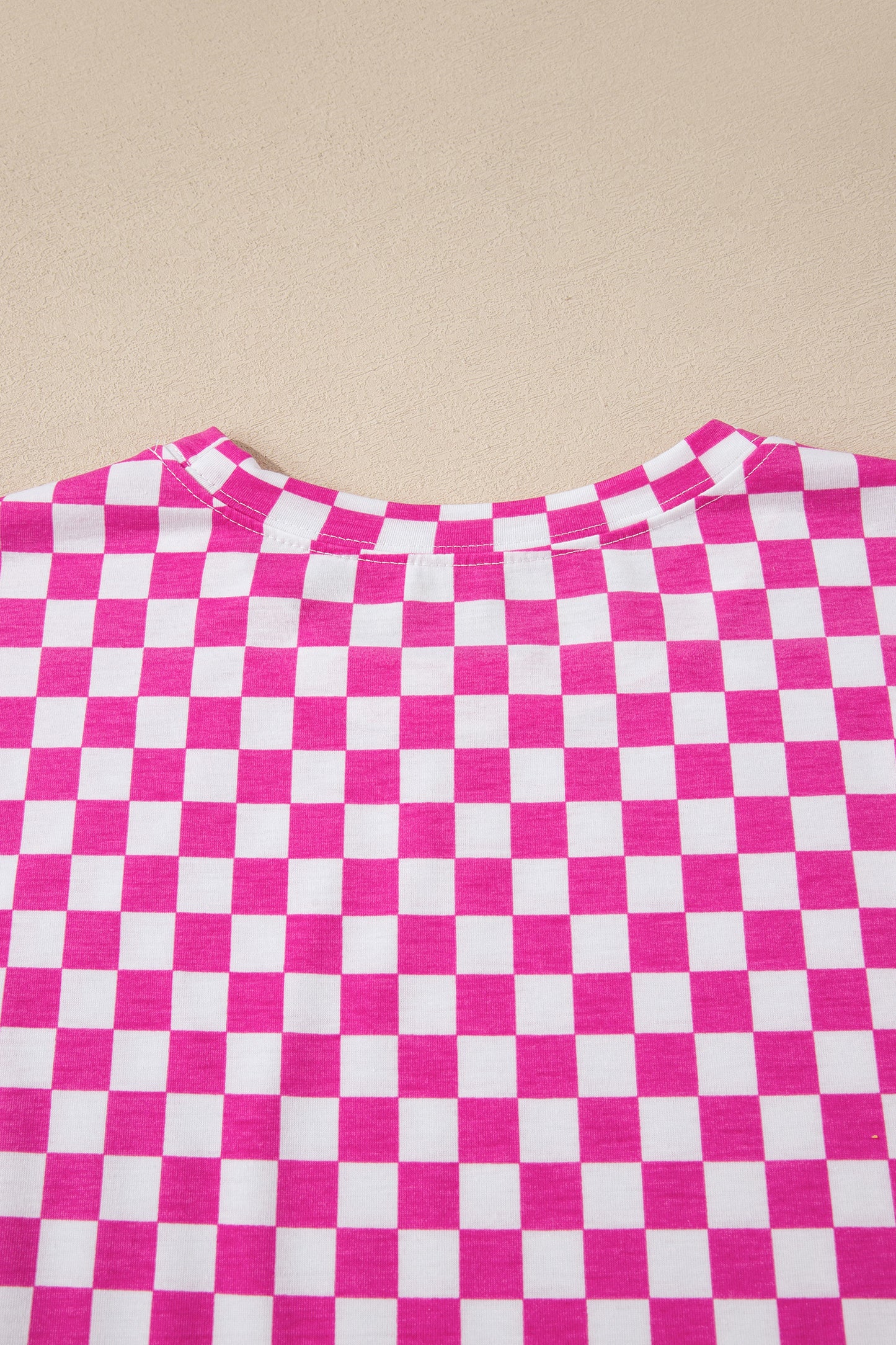 Rose Checkered Print Half Sleeve Tee 2pcs Lounge Pant Set