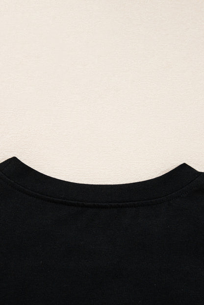 Black Lace Long Sleeve Insert Drop Shoulder Tee