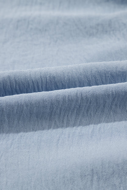 Beau Blue Shirt Collar Button Up Short Puff Sleeve Tiered Shift Dress