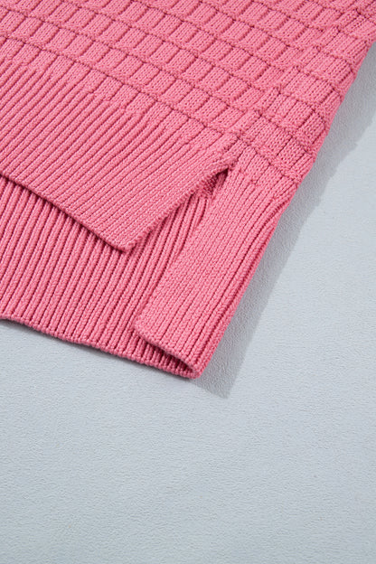 Peach Blossom Drop Shoulder Long Sleeve Knit Regular Fit Sweater