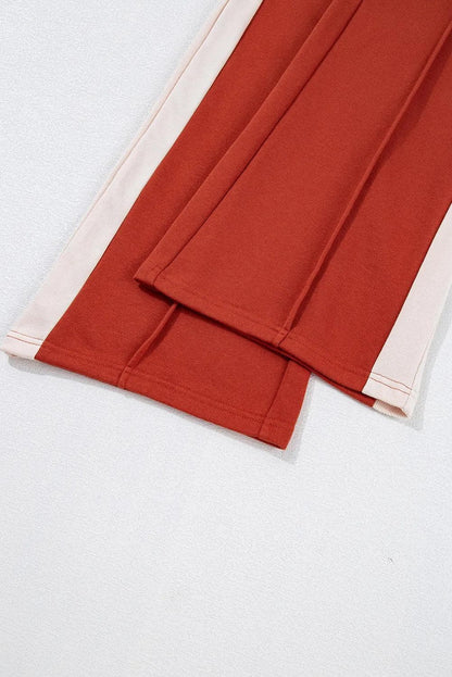 Bottoms/Pants & Culotte Flamingo Color Block Drawstring High Waist Wide Leg Pants