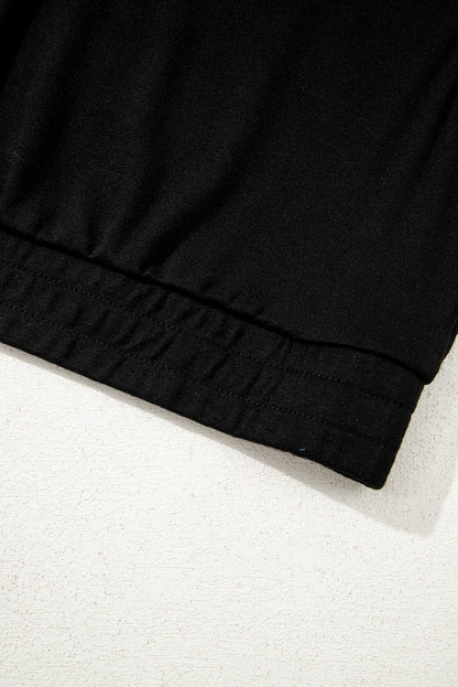 Black 3 Pcs Crop Tank Top Shorts with Cardigan Lounge Set