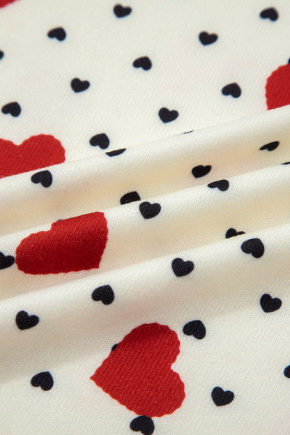 Beige Flower Heart Festive Valentine Blouse