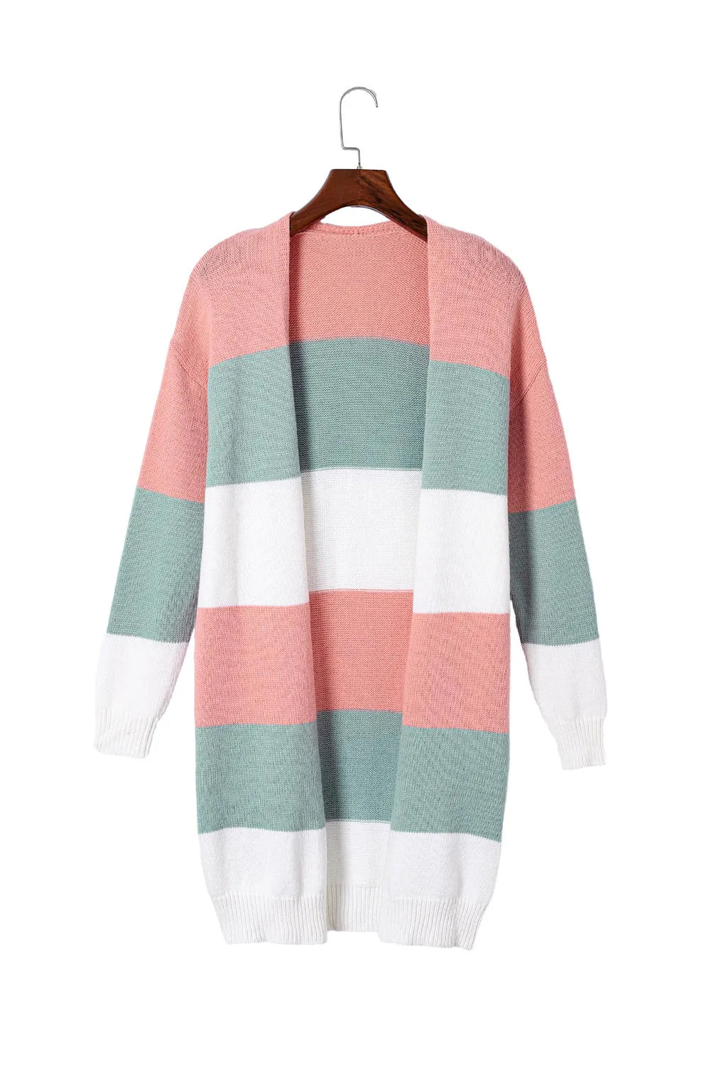 Green Colorblock Stripe Open-Front Cardigan - Chic Meadow Boutique 