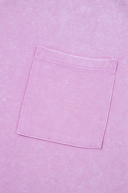 Phalaenopsis Mineral Wash Patched Chest Pocket Casual Tank Top