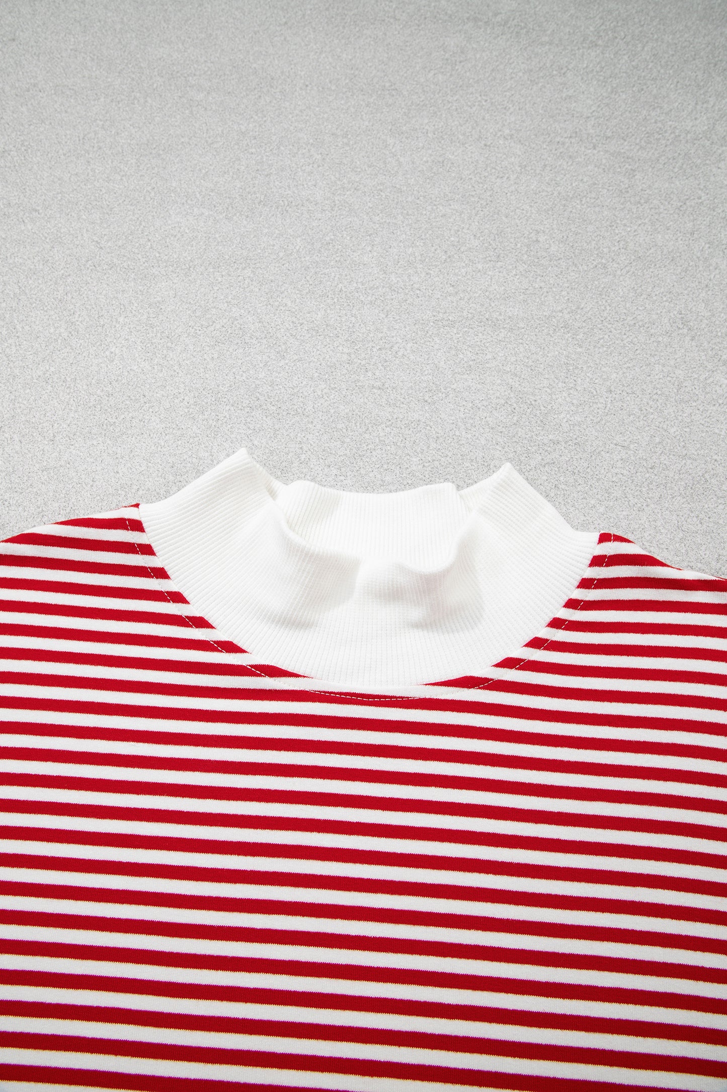 Red Stripe Oversize Mock Neck Sweatshirt and Shorts Set