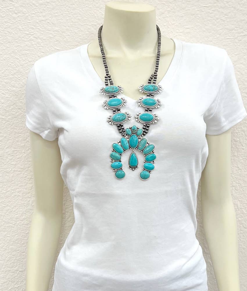 Squash Blossom Turquoise Necklace