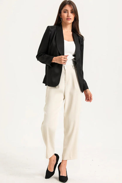 Black Collared Neck Single Breasted Blazer with Pockets - Chic Meadow Boutique 