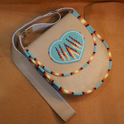 Turquoise Handmade Beaded Leather Crossbody bag Shoulder Bag