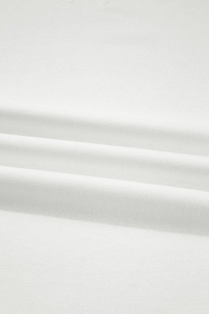 White Floral Ruffled Balloon Sleeve Patchwork Loose Blouse