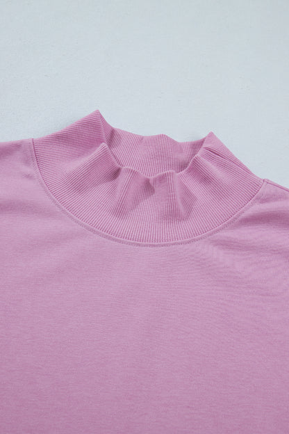 Phalaenopsis Solid Color High Neck Cap Sleeve Loose Top