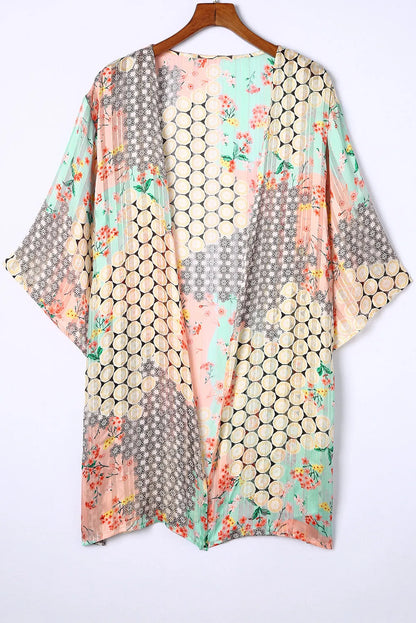 Multicolor Floral Open Sheer Shimmer Kimono - Chic Meadow Boutique 