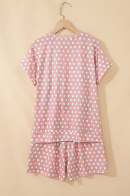 Pink Polka Dot Print Short Set