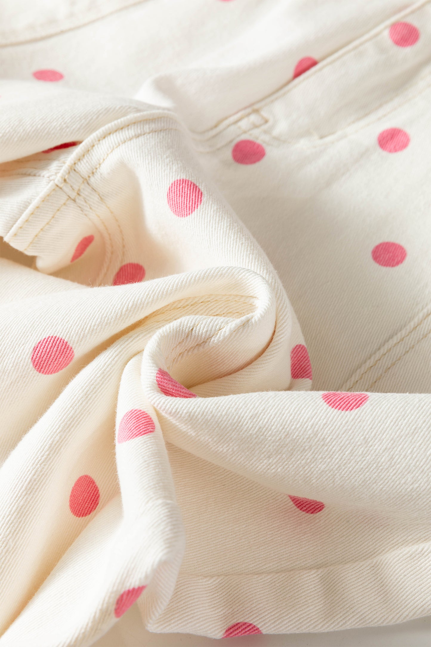 Pink Tailored Seam Polka Dot Print Ankle Length Casual Jeans