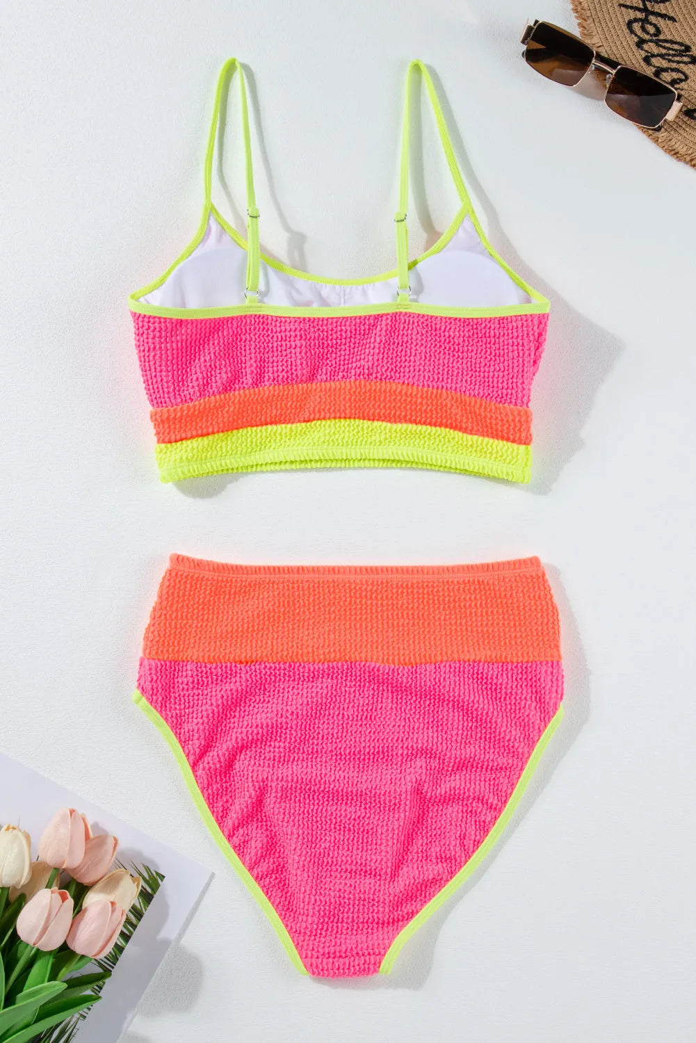 Bonbon Color Block High Waisted Sexy Bikini Set - Chic Meadow Boutique 