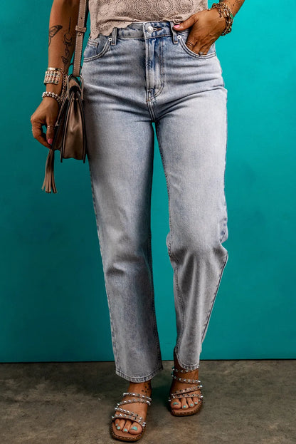 Beau Blue Acid Wash Straight Jeans - Chic Meadow Boutique 