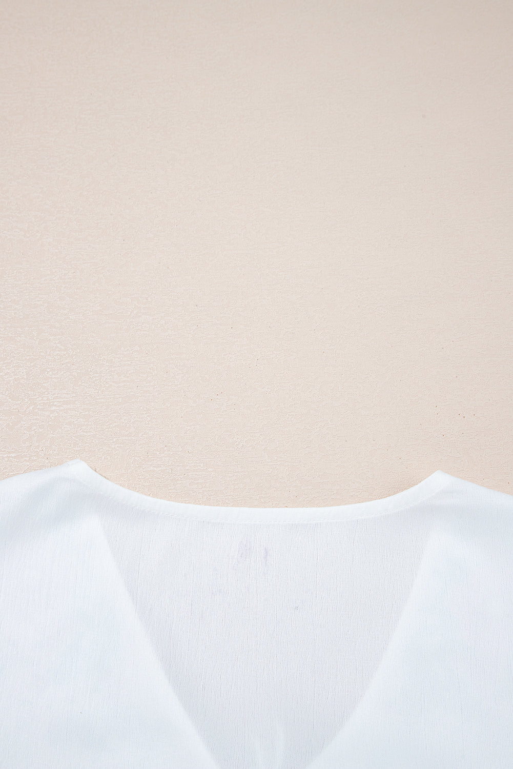 White Flower Lace-up V Neck Babydoll Blouse